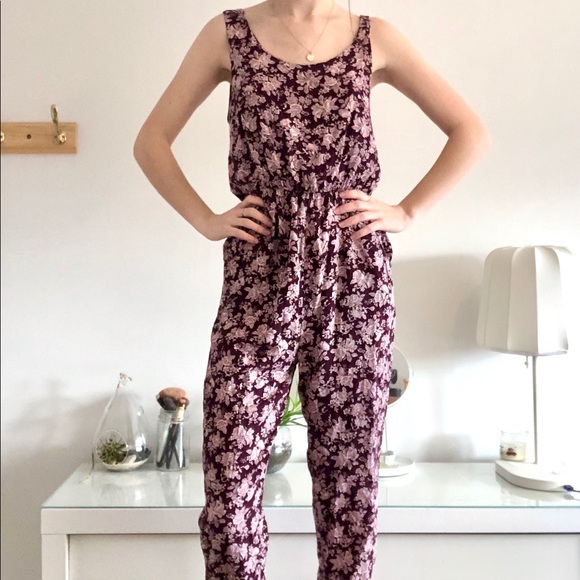 Forever 21 Floral Open Back Jumpsuit